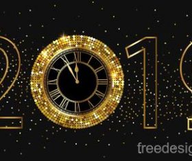 Golden snowflake decor with 2019 new year background vector free download