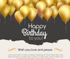 Golden balloons with barthday card vectors