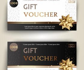 Golden bows with gift voucher template vector