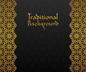 Golden decor pattern trasitional background vector 01