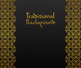 Golden decor pattern trasitional background vector 04