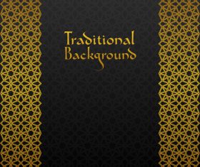 Golden decor pattern trasitional background vector 05