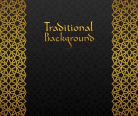 Golden decor pattern trasitional background vector 08