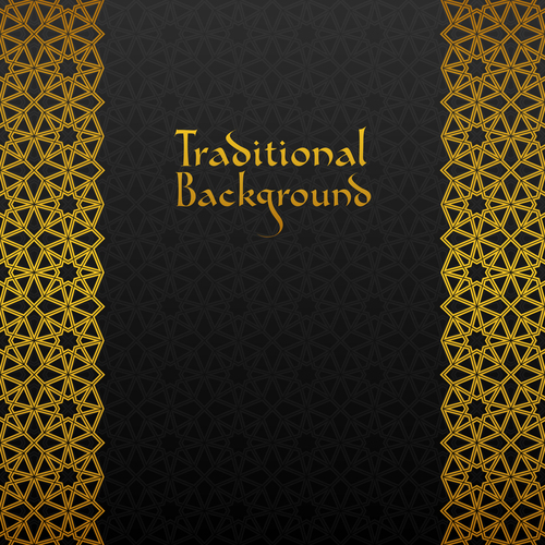 Golden decor pattern trasitional background vector 08