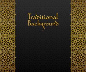 Golden decor pattern trasitional background vector 09