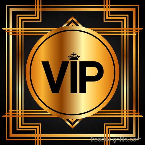 Golden luxury VIP badge vectors set 02