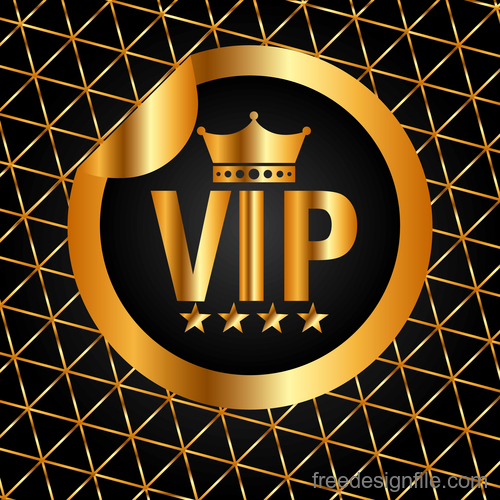 Golden luxury VIP badge vectors set 04