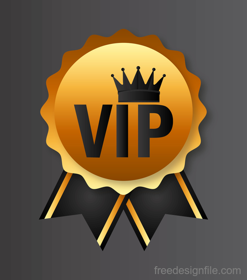 Golden luxury VIP badge vectors set 08 free download