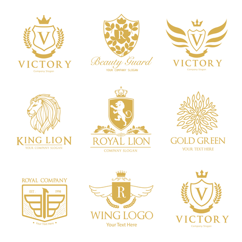 Golden luxury logos design vector