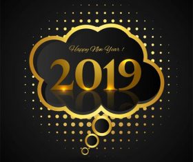 Golden speech bubble with 2019 new year vector