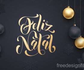 Golden with black christmas balls and xmas black background vector 01