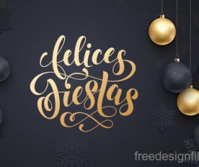 Golden with black christmas balls and xmas black background vector 06