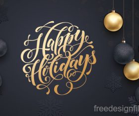 Golden with black christmas balls and xmas black background vector 07