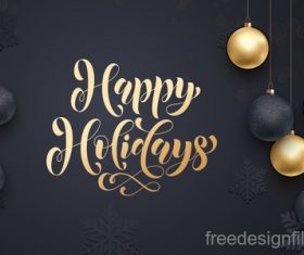 Black christmas background with golden decor vector free download