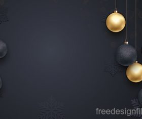 Golden with black christmas balls and xmas black background vector 11