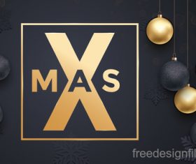 Golden with black christmas balls and xmas black background vector 13