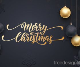 Golden with black christmas balls and xmas black background vector 15