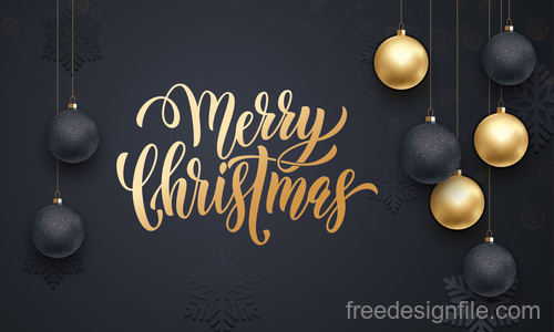 Golden with black christmas balls and xmas black background vector 16