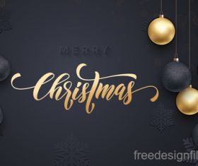 Golden with black christmas balls and xmas black background vector 17