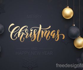 Golden with black christmas balls and xmas black background vector 18