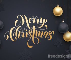 Golden with black christmas balls and xmas black background vector 19