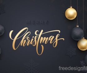 Golden with black christmas balls and xmas black background vector 20