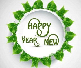 Green leaves with new year frame vector