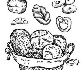 Hand drawn bread retro illustration vector 02