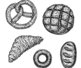 Hand drawn bread retro illustration vector 04