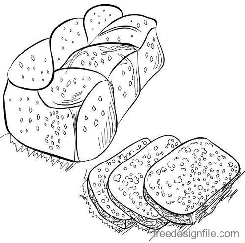 Hand drawn bread retro illustration vector 05