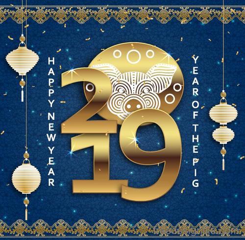 Happy 2019 chinese new year of the pig vector design 03