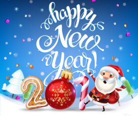 Happy 2019 new year with christmas design vector