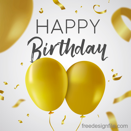 Happy Birthday Balloons Gold generic vector design