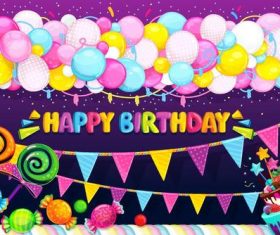 Happy birthday cartoon card design vector