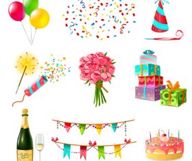 Happy birthday design elements illustration vector set 01