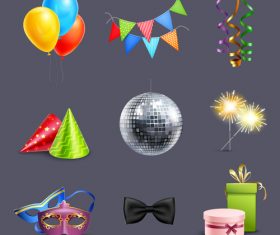 Happy birthday design elements illustration vector set 02