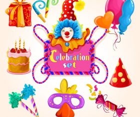 Happy birthday design elements illustration vector set 04