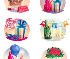 Happy birthday design elements illustration vector set 06