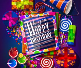 Happy birthday holiday card template vectors 01