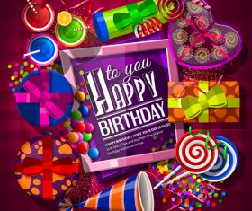 Happy birthday holiday card template vectors 02