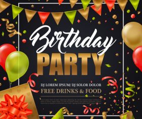Happy birthday party flyer with poster vector
