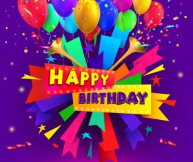 Happy birthday typography poster and cards with balloon vector