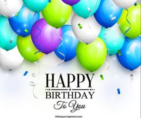 Happy birthday white background with colored balloons vector