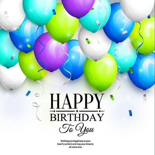 Happy birthday white background with colored balloons vector