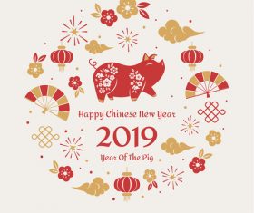Happy chinese new year 2019 year of the pig vector
