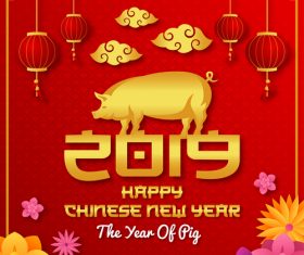 Happy chinese new year of the pig 2019 vector 01
