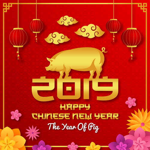 Happy chinese new year of the pig 2019 vector 01