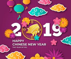 Happy chinese new year of the pig 2019 vector 02