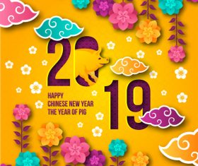 Happy chinese new year of the pig 2019 vector 03