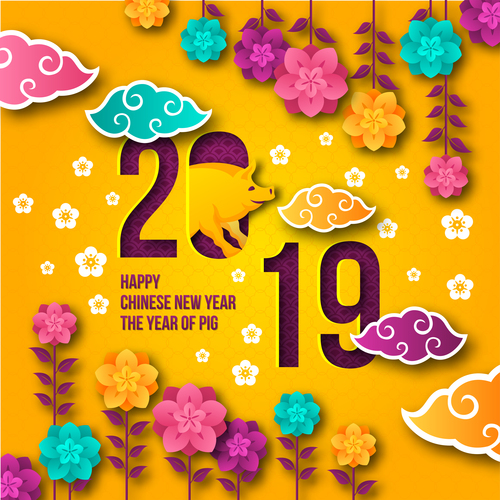 Happy chinese new year of the pig 2019 vector 03